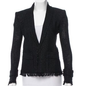 Isabel Marant - Fringe trimmed open front jacket with shawl lapel XS/US2/FR34